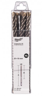Бур SDS-PLUS 4C Contractor MILWAUKEE, O10х160мм, (10шт)-[articul]