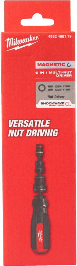 Викрутка магнітна з торцевими насадками 9-в-1 ShW MILWAUKEE Impact Multi-Nut Driver-4932498178