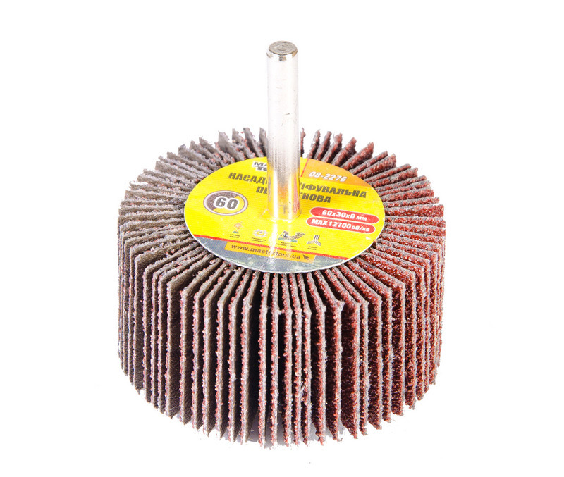 Коло шліфувальне пелюсткове MASTERTOOL зерно 60 60х30 мм зі стрижнем 6 мм 08-2276-08-2276
