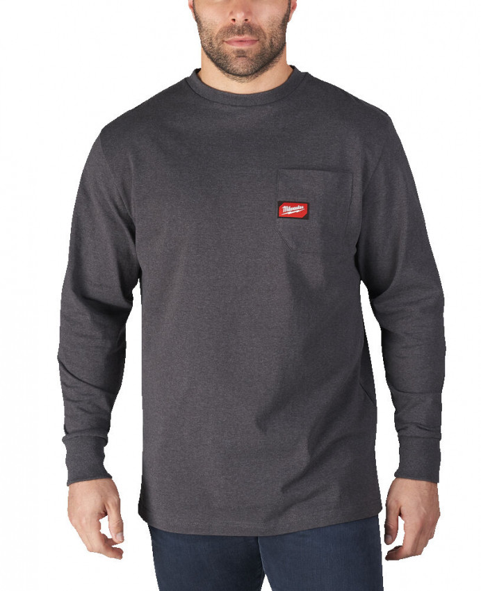 Футболка MILWAUKEE WTLS з карманом та довгим рукавом, сіра, розмір XXL-4932493042