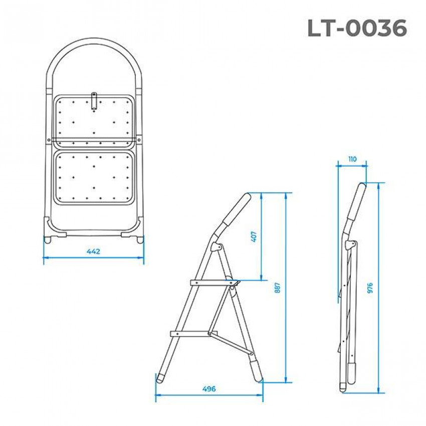 Стрем’янка 2 сходинки, висота 0,89 м INTERTOOL LT-0036-LT-0036