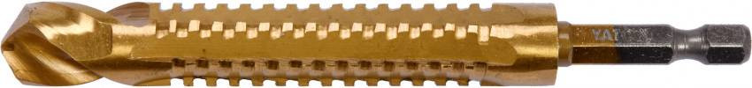 Свердло фрезеровочне по металу YATO: HSS-TIN, Ø= 13 мм, l= 120 мм, HEX - 1/4"-YT-44831