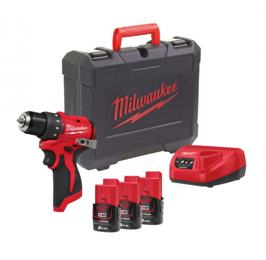 Дриль-шурупокрут акумуляторний MILWAUKEE M12 BLDDRC-203C (40Нм) (ЗП+3ак.Х2Аг+кейс)-4933499685