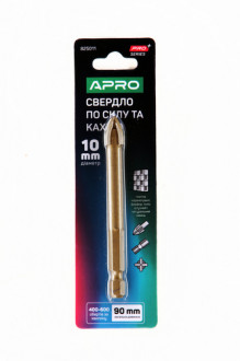 Свердло по склу і кахлю 4 грані HEX 10мм PRO APRO-[articul]
