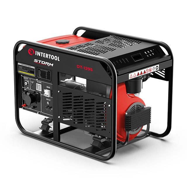 Генератор дизельний 10/11 кВт, 2 циліндра, 380/220 В, 25 л, електро старт, мідна обмотка, STORM INTERTOOL DT-1295-DT-1295