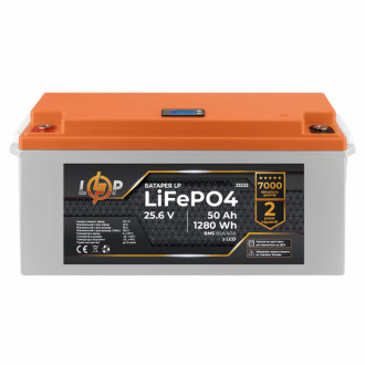 Акумулятор LP LiFePO4 25,6V - 50 Ah (1280Wh) (BMS 80A/40A) пластик LCD для ИБП-[articul]