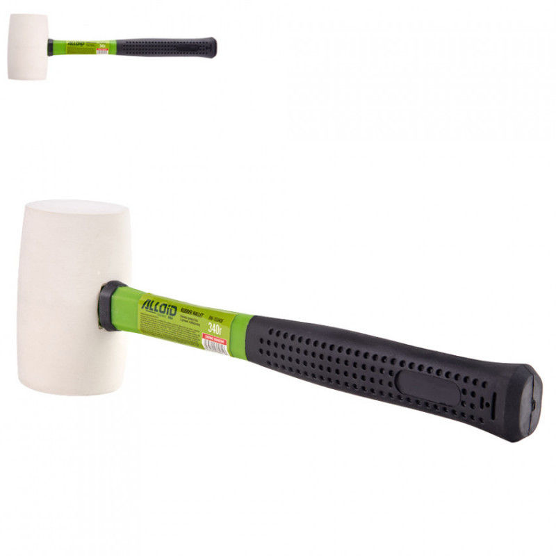 Alloid. Киянка гумова 450г, біла з ручкою із фібергласу-RM-15450F