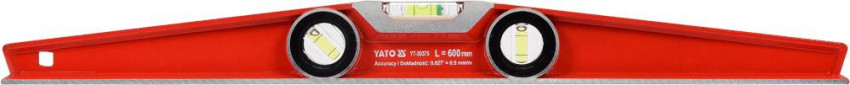 Рівень трапецієвидний YATO l=600 мм, 3 капсули в алюмінієвому корпусі, шт.-YT-30375