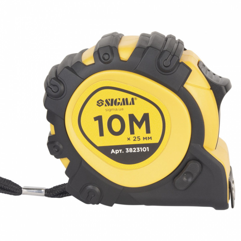 Рулетка магнітна фіксатор гальмо 10м*25мм Sigma (3823101)-3823101