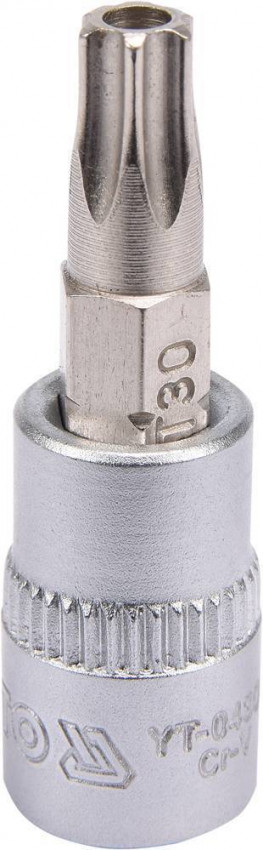 Головка торцева з викруткою. вставкою TORX YATO, з квадром. 1/4", Т30, 1 = 37 мм [150/600], шт-YT-04306