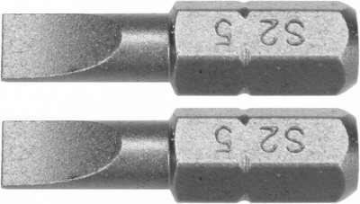 Насадка викрутка YATO: шліц SL5 x 25 мм, HEX 1/4&quot;, AISI S2, 2 шт.-[articul]