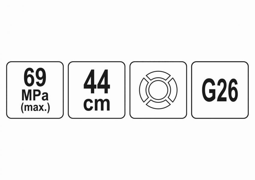 Шланг гнучкий для мастильного шприца YATO : L= 44 см, тиск – 69 МПа-YT-07101