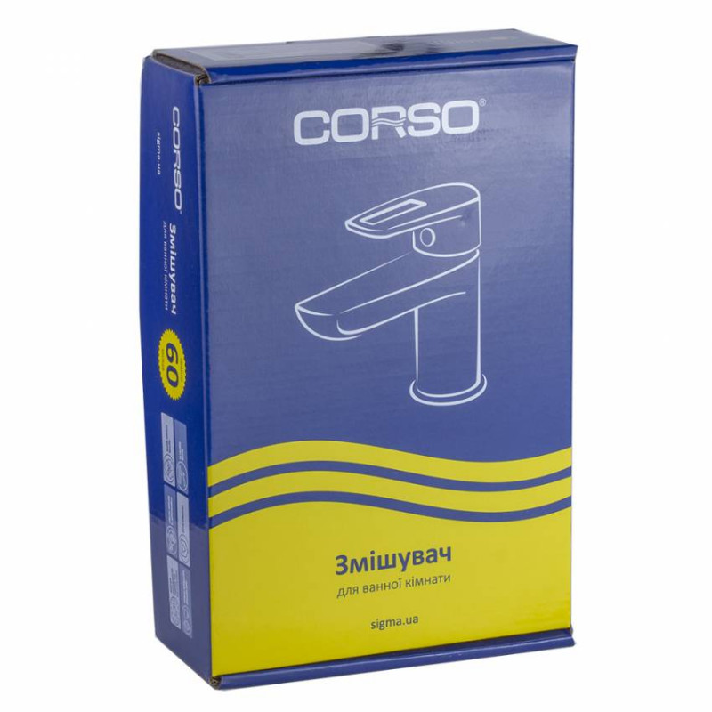 Змішувач MARMORE Ø35 для раковини литої на гайці CORSO (DB-1A138C) (9623000)-DB-1A138C