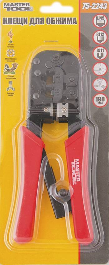 Кліщі для обтиску штекерів MASTERTOOL RJ11/RJ12/RJ45 190 мм 75-2243-75-2243