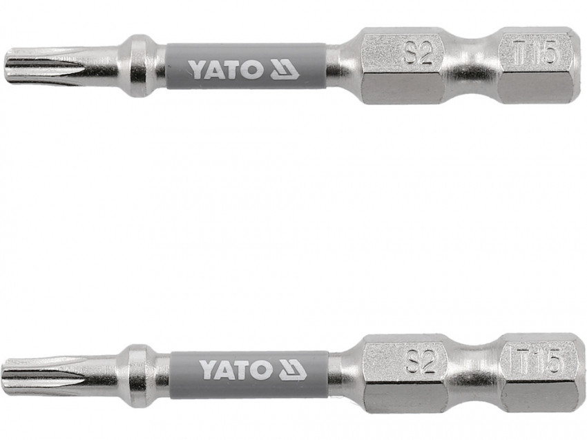 Насадка викруткова YATO; "TORX" T15 х 50 мм. шпиндель 6-гран- 1/4", покрита нікелем, 2 шт.[10]-YT-78032