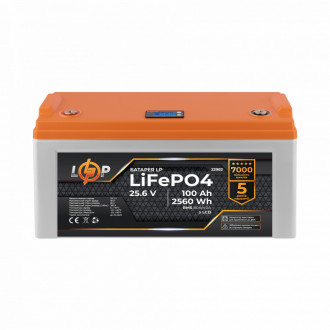 Акумулятор LP LiFePO4 25,6V - 100 Ah (2560Wh) (BMS 80A/40А) пластик для ДБЖ-[articul]