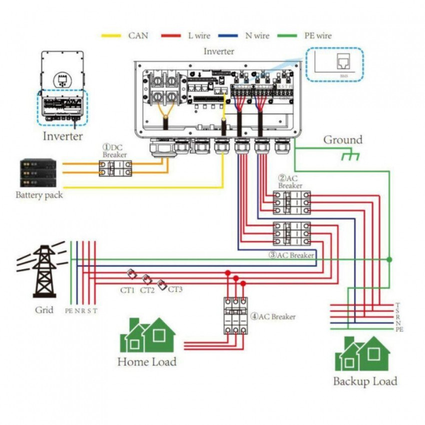 Гібридний інвертор Hybrydowy V-TAC DEYE 10KW 380VAC-V-TAC11542