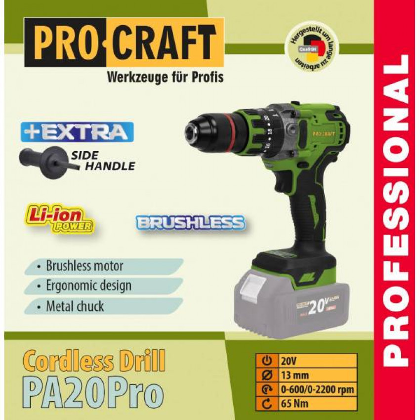 Шуруповерт Procraft PA20Pro (без АКБ і ЗП)-PA20Pro