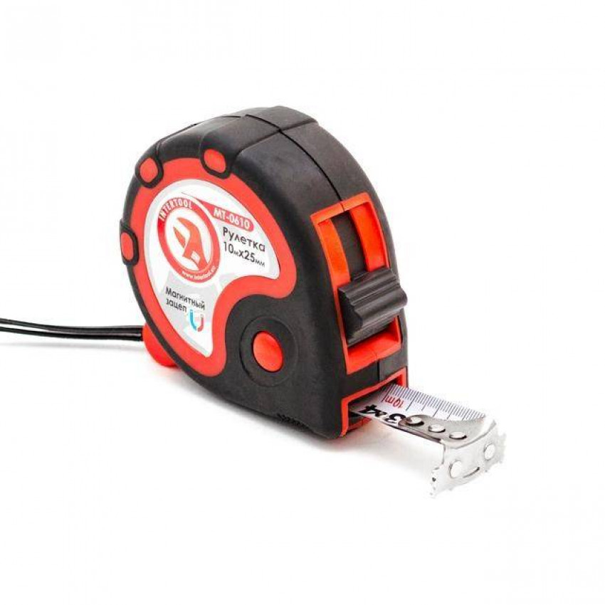 Рулетка із металевим полотном 10 м x 25 мм INTERTOOL MT-0610-MT-0610