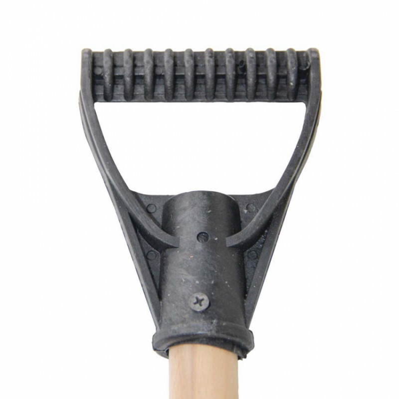 Лопата для снігу/зерна пластикова з оцинкованою планкою Standard 395×395мм з дерев'яним держаком (чорна) GRAD (5046565)-5046565