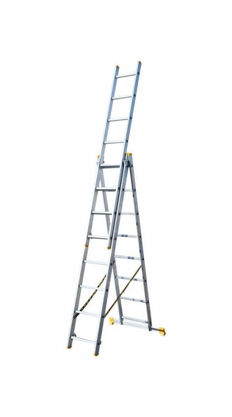 Драбина алюмінієва MASTERTOOL 3-секційна 3х8 сходинок 79-1308-79-1308