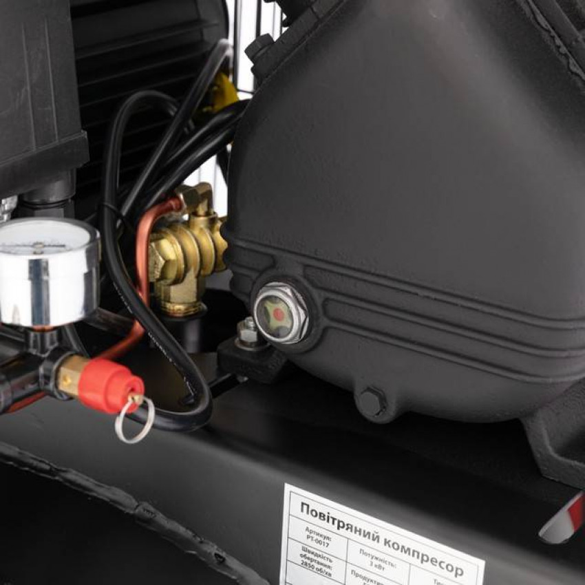 Компресор 100л, вертикальний, 3 кВт, 220 В, 10 aтм, 500 л/хв. 2 циліндри INTERTOOL PT-0017-PT-0017