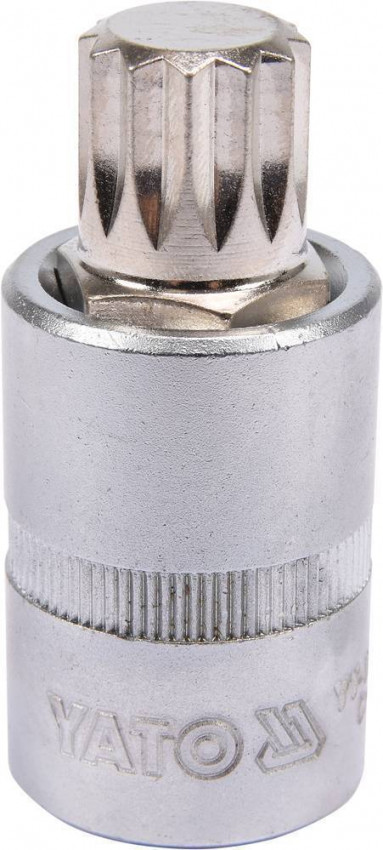 Головка торцева з викруткою. вставкою SPLINE YATO, з квадром. 1/2", M16, л = 55 мм [40/160], шт-YT-04346