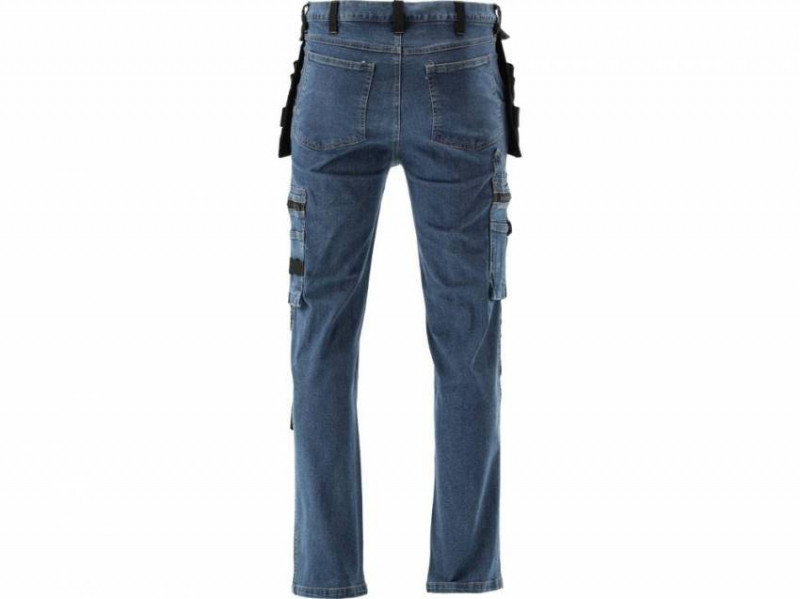 Штани робочі джинс стрейч YATO розмір L/XL- 98-106 см, ріст- 180-188см, тем-сині, 17 кишень, 71% бав-YT-79053