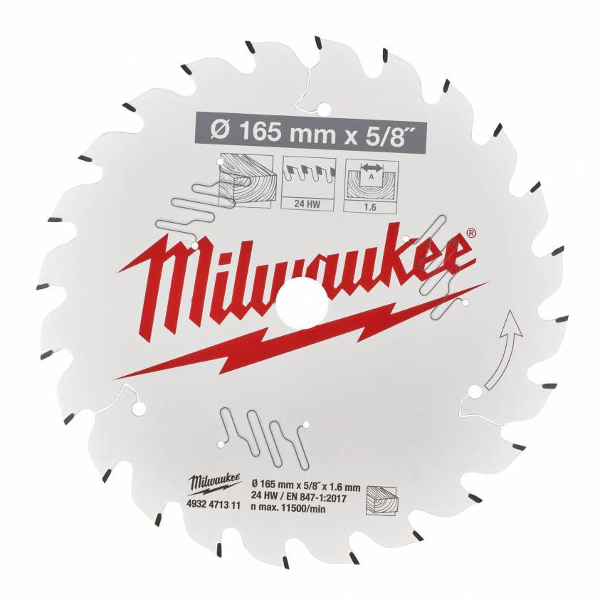 Диск пиляльний MILWAUKEE, Ø165х20х1,8мм, 24 зуб. 1-4932399909