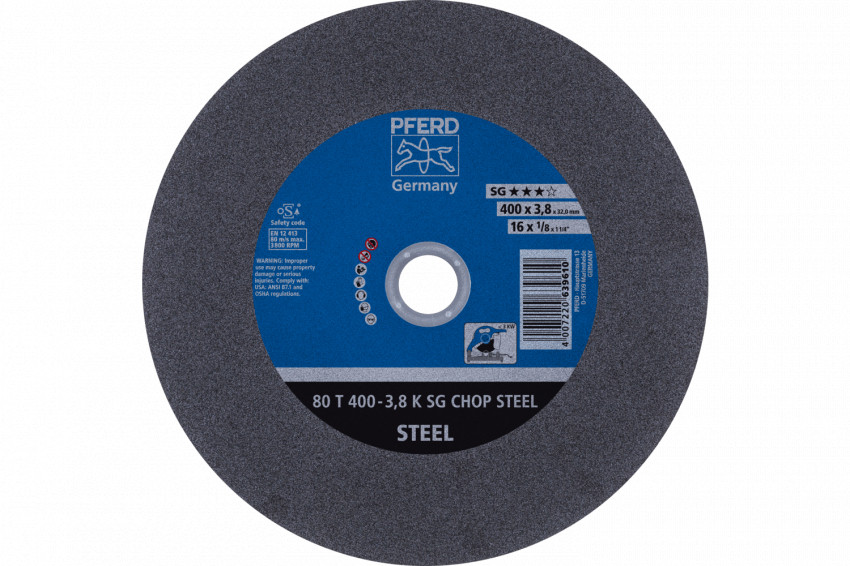 Круг відрізний 400*3,8*32 SG CHOP STEEL сталь (для стаціонарних машин)-4007220639610