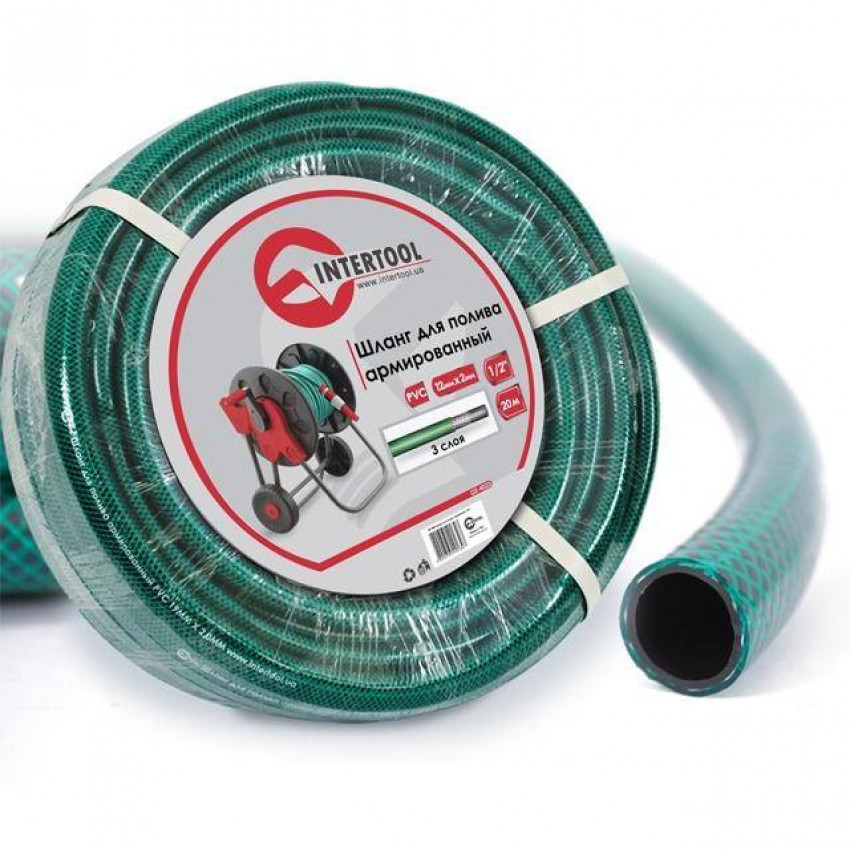 Шланг для поливу 3- х шаровий 1/2 ", 20м, армований PVC INTERTOOL GE-4023-GE-4023