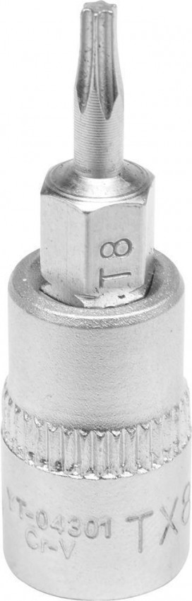Головка торцева з викруткою. вставкою TORX YATO, з квадром. 1/4", Т8, 1 = 37 мм [150/600], шт-YT-04301