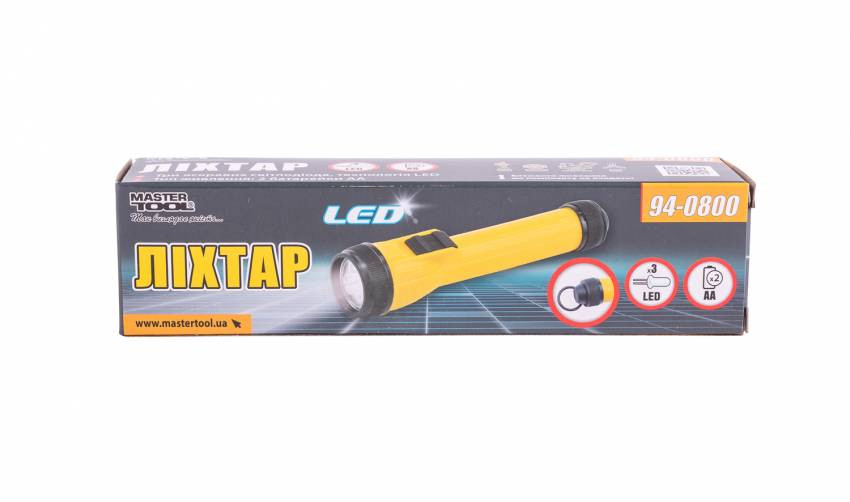 Ліхтар MASTERTOOL 154х35 мм 3xLED 2xAA 94-0800-94-0800