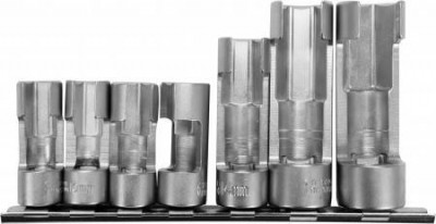 Головки торцеві для лямбда-зондів, датчиків YATO: 3/8&quot; та 1/2&quot;, М10-19, CrV, 7 шт.-[articul]
