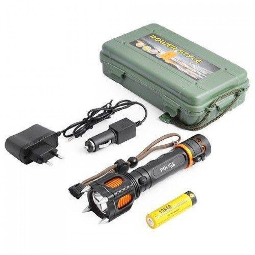 Ліхтар Poliсe 12V X007/855-T6, шипи, ніж, ак. 18650-X007/855-T6