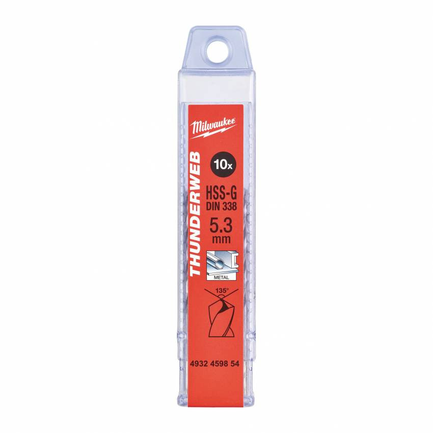 Свердло по металу THUNDERWEB HSS-G MILWAUKEE, Ø5,3х86мм, (10шт)-4932459854