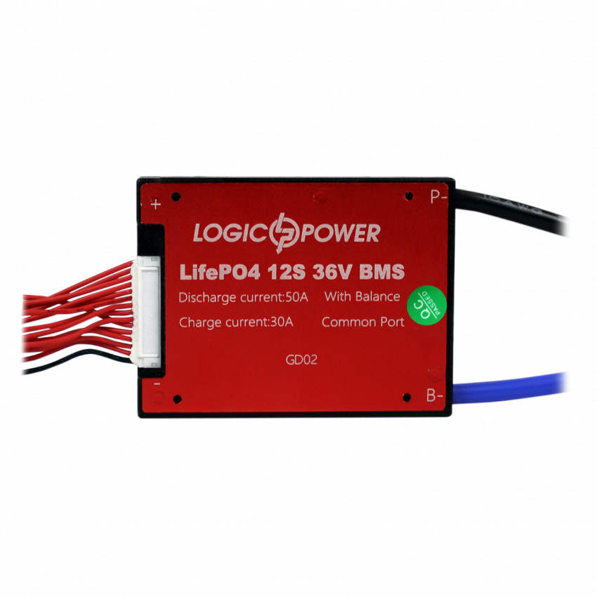 BMS плата LiFePO4 36V 12S Dis 50A Ch 30A-