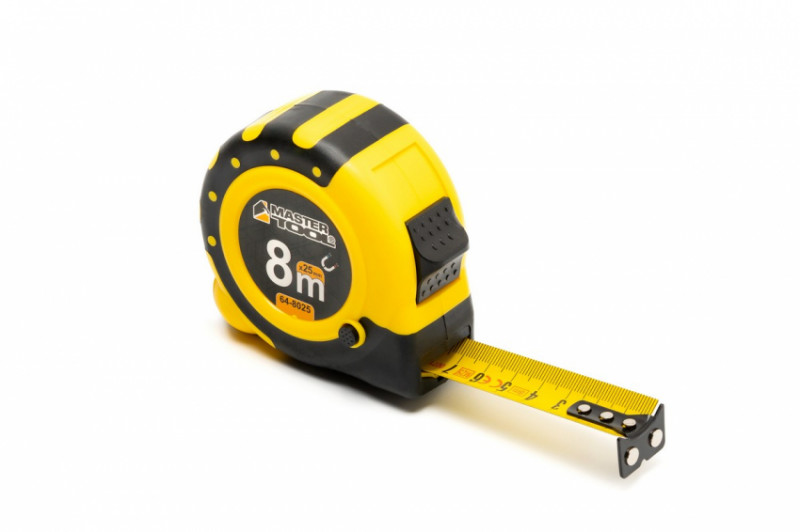 Рулетка з магнітами MASTERTOOL 8 м 25 мм нейлонове покриття 64-8025-64-8025