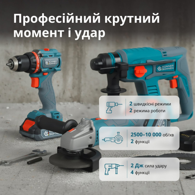 Набір акумуляторного електроінструменту 3-в-1 KS RHAGD 20V SET 3 PLUS-KS RHAGD 20V SET 3 PLUS