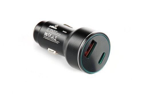 Автомобільний зарядний пристрій USB/Tipe-C (12/24V - 5V 3A) чорний з підсвічуванням 12 Atelie-951809