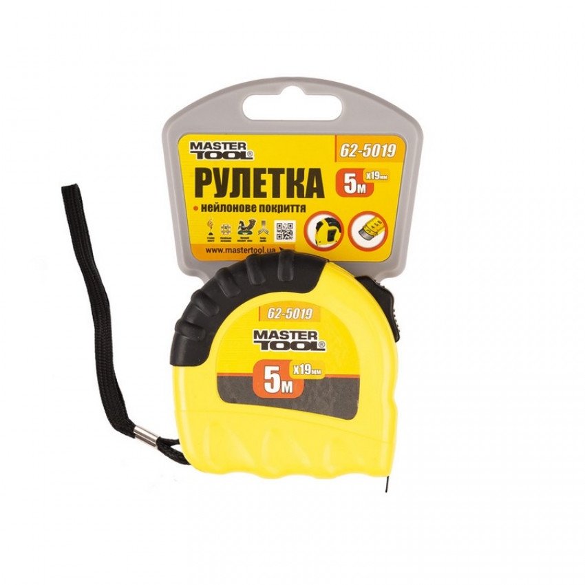 Рулетка MASTERTOOL "Shiftlock" 5 м 19 мм нейлонове покриття 62-5019-62-5019