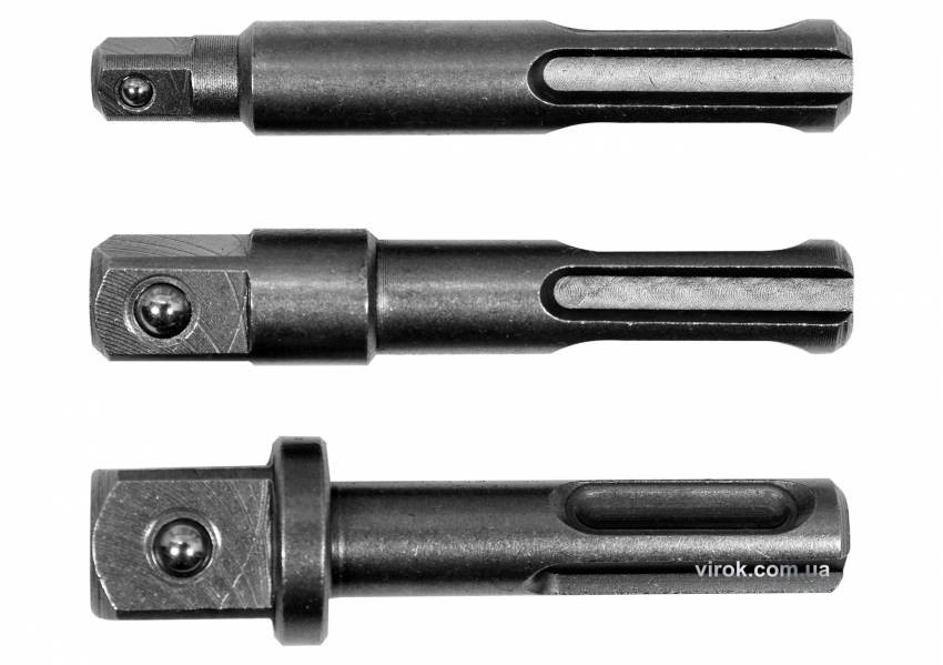 Тримачі-адаптери торцевих головок YATO: SDS > квадрат 1/4", 3/8", 1/2", 3 шт.-YT-04686