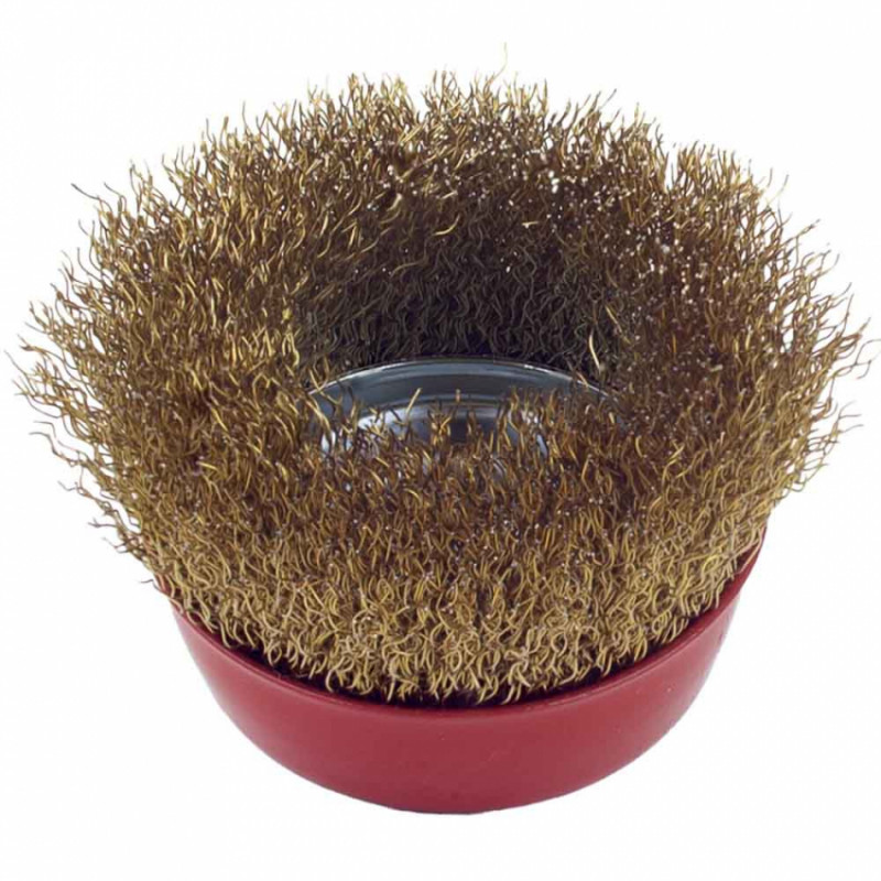 Щітка дротяна чашеподібна Ø75мм М14×2мм (латунована) (9014071)-9014071