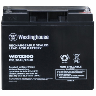 Свинцево-кислотна акумуляторна батарея Deep Cycle Westinghouse, 12V, 20Ah, terminal T12, 1шт 181*77*167-[articul]