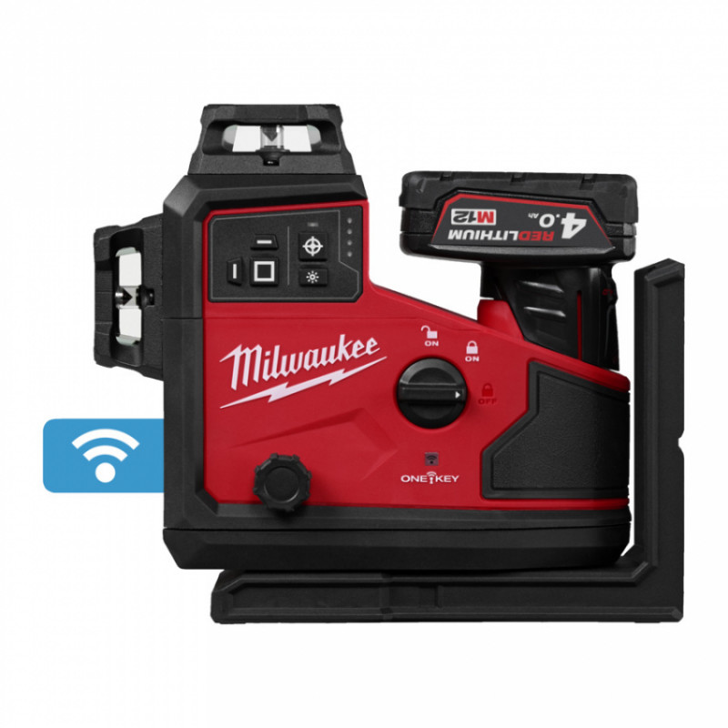 Нівелир лазерний акумуляторний 3D MILWAUKEE M12 A3PLO-401C  (360˚, зелений промінь) (ЗУ+1ак.Х4Аг+кейс)-4933499002