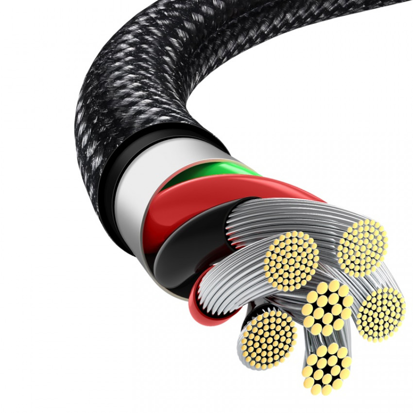 Кабель Baseus Tungsten Gold USB 2.0 to Type-C 66W 2M Чорний (CATWJ-C01)-