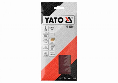 Папір шліфувальний з липучкою YATO: 93 х 187 мм, Р60, до YT-82230, 5 шт