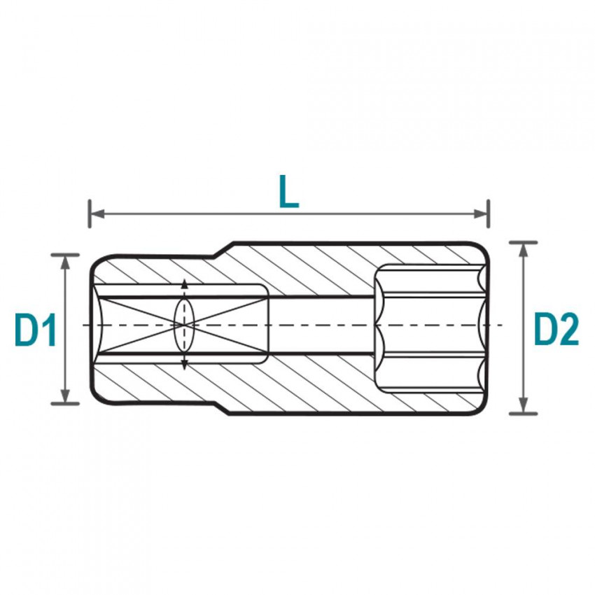 Насадка шестигранна довга 1/4" 13мм CrV Ultra (6062132)-6062132