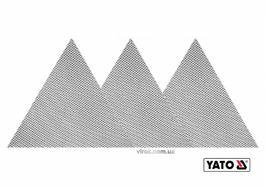 Сітка абразивна, тверда, трикутна, на липучці, до шліфмашини YATO : G150, l= 280 мм, 3 шт-YT-84614
