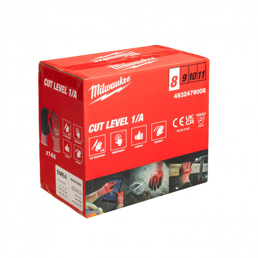 Рукавиці MILWAUKEE з опором порізам 3, размер XL/10 ( 144 шт.)-4932479014